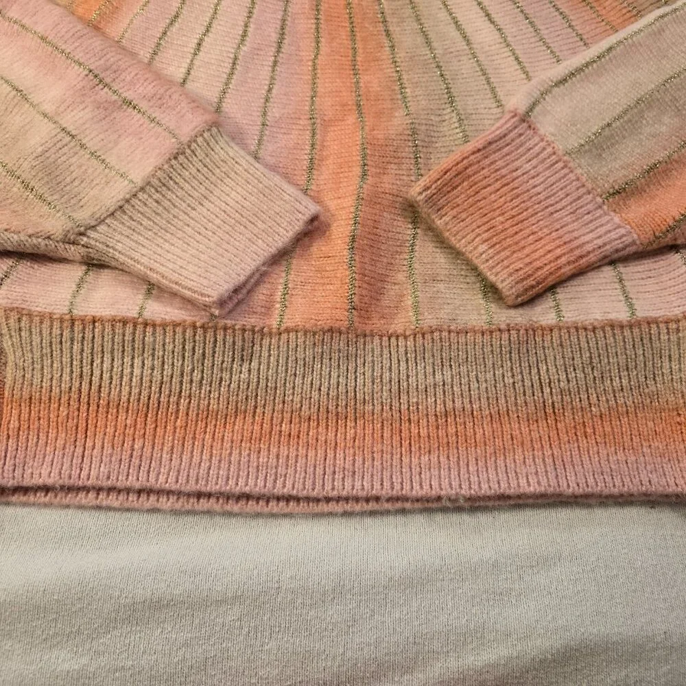 Molly Bracken Pink Peach Striped Crew Neck Sweater - Picture 11 of 14